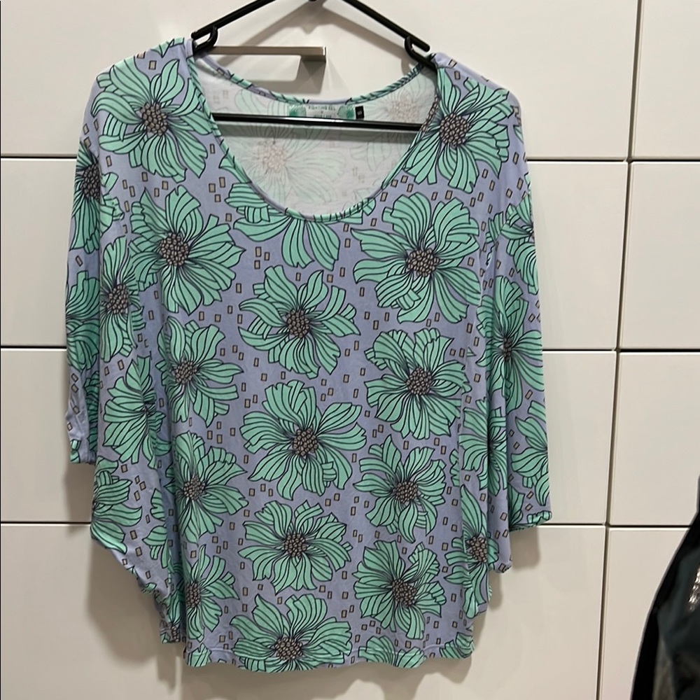 Fighting Eel x Jana Lam aqua sea flower top samaya s/s size s